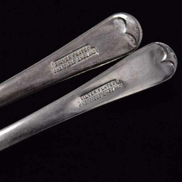 Set 2 Sheffield England Fork Silverplate & 1 Unmarked Spoon Stainless Child 5" - Picture 5 of 13